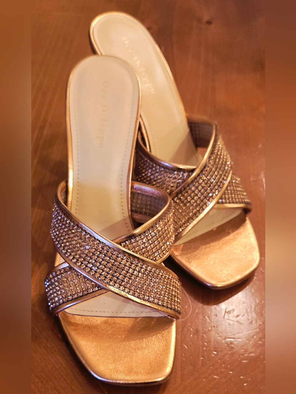 Dee Ocleppo Metallic Copper Crystal Slide Sandals - Unworn (see note) Sz 10